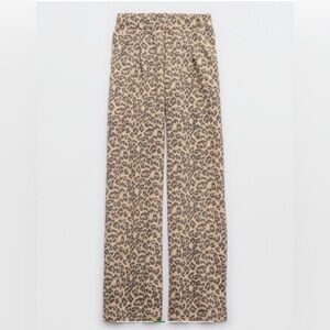 Aerie Cozy New Heights Trouser XS Long Leopard New with Tag